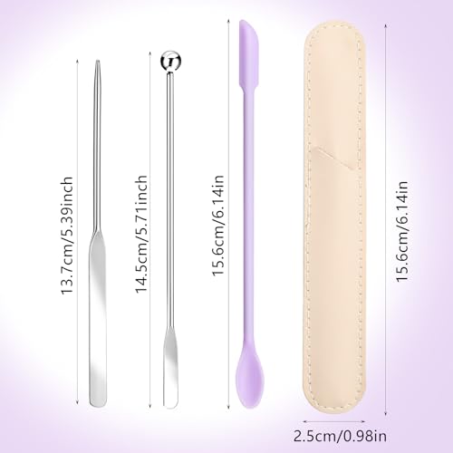Larrel 3 Pcs Stainless Steel Makeup Spatula & Mixing Tool Set