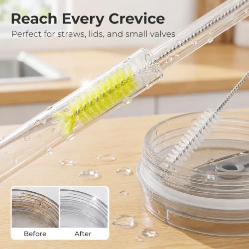 Tayiamel Green 5-Piece Bottle Brush Set with Straw Cleaner