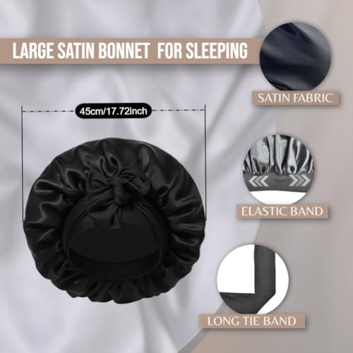 Cocosilk Satin Sleep Bonnet for Long Hair & Braids with Tie Band