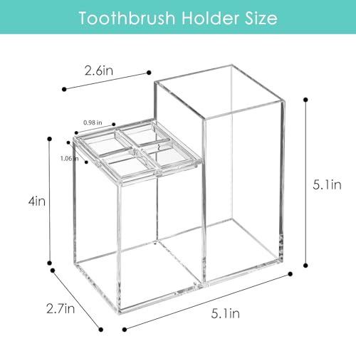 Clear Acrylic Toothbrush Holder with 5 Slots for Bathroom