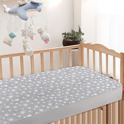 Moonsea Waterproof Crib Mattress Protector 52x28 Inch Grey Star