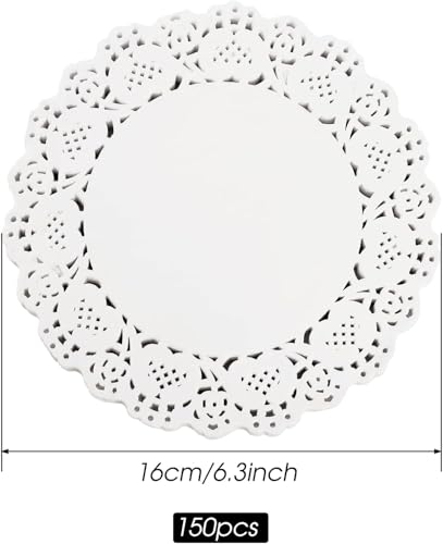 150 Pcs 6 Inch White Lace Paper Doilies for Parties & Events