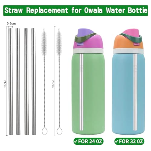 Stainless Steel Straw Set for Owala 24/32 oz Bottles - 4 Pack