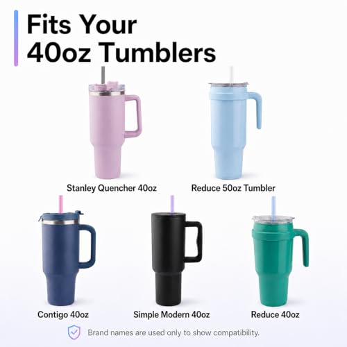 Joshey Replacement Straws for Stanley Quencher 40oz Tumblers - 6 Pack (Gray, Clear, Rose Red, Blue, Purple, Pink)
