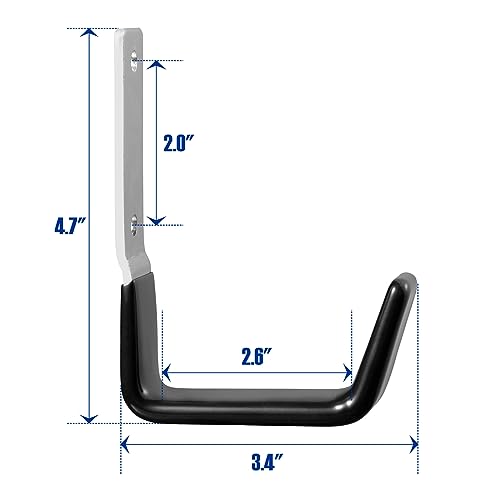 GeeWatom Heavy Duty Steel Garage Hooks - Small 2PC Anti-Slip Utility Hooks