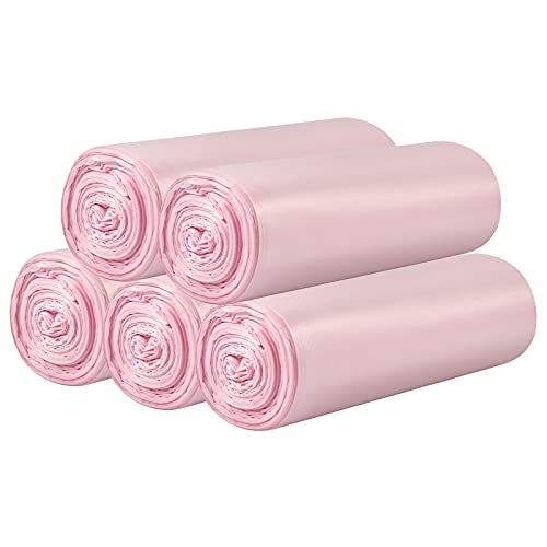 HDY 4 Gallon Small Trash Bags - 100 Count Leak-Resistant Pink Garbage Bags