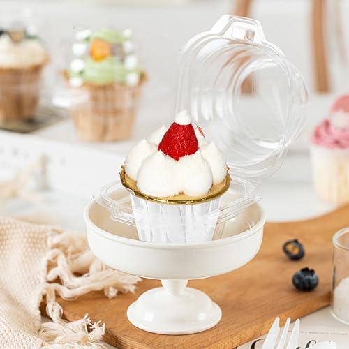 WIKDAY Individual Cupcake Containers, Clear Plastic - 50 Pack