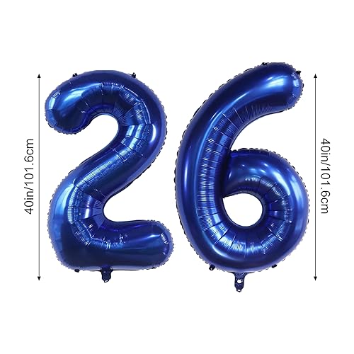 Navy Blue 40-Inch Number 26 Foil Balloon for Birthday & Wedding