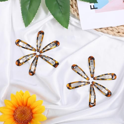 Nogeqi 12-Piece Metal Tortoise Shell Snap Hair Clips and Barrettes