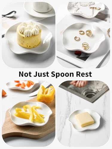 Ceramic Spoon Rest - Modern Flower-Shaped Spoon Holder for Kitchen