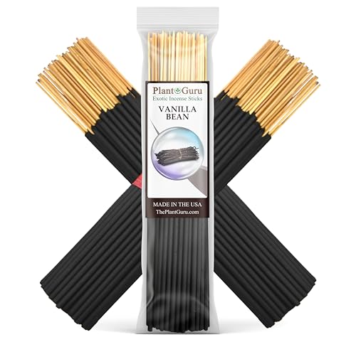 Plant Guru Vanilla Bean Incense Sticks - 7 Inch Hand-Dipped 100 Count