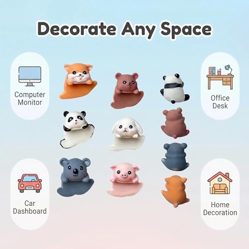 Adorable 6-Piece Animal Monitor Buddy Set for Desk Decor