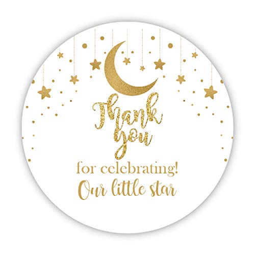 50 Gold Star Thank You Stickers for Baby Shower Favors
