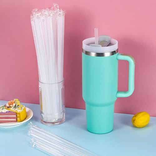 Heavy Duty Disposable Straws - 100 Pack, 12" Long Plastic Straws for Stanley Cup