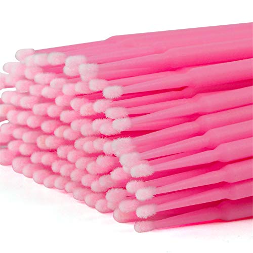 Tifanso 400PCS 2mm Disposable Micro Cotton Swabs for Lash Extensions, Pink