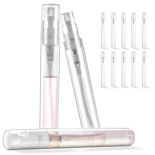 Chiallco 10-Pack 5ml Refillable Travel Perfume Spray Bottles, Clear Plastic Fine Mist Atomizers