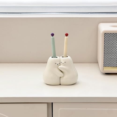 Cute Ceramic Toothbrush Holder Set - Pear Design for Bathroom