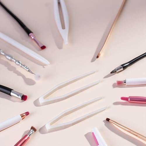 50 Pcs Mini Plastic Tweezers for Contact Lenses and Makeup Tools White