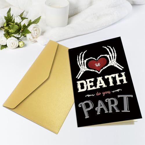 Gothic Skeleton Wedding Vows Card for Groom and Bride