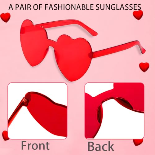 Red Heart Headband and Glasses Set for Wedding and Party Decor