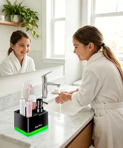 3-in-1 Dish Soap Dispenser with Sponge Holder - Black Kitchen Sink Caddy
