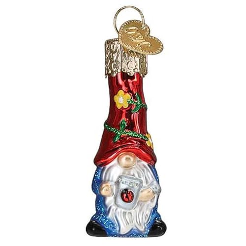 Mini Garden Gnome Glass Ornament for Christmas Tree Handcrafted Holiday Decor