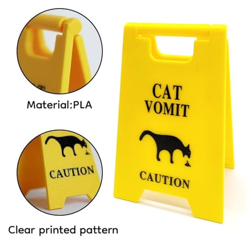Yellow 5-Inch Dog and Cat Vomit Caution Sign 3-Pack - Humorous Pet Safety Warning Signs