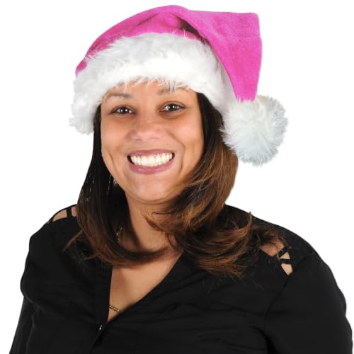 Beistle Plush Santa Hat for Holiday & Christmas Parties - Cerise