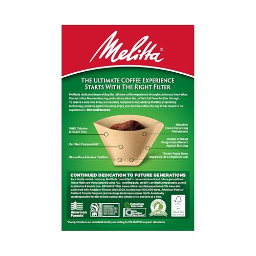 Melitta #4 Unbleached Coffee Filters - 100 Count Natural Brown