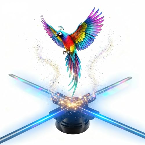 25.6 Inch 3D Holographic Fan Display with WiFi App & Remote - Transparent 65cm