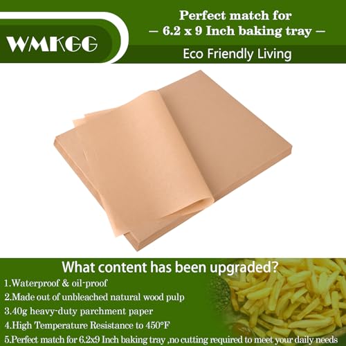 WMKGG 100 PCS Precut Parchment Paper Sheets, 6.2" x 9" Non-Stick Baking