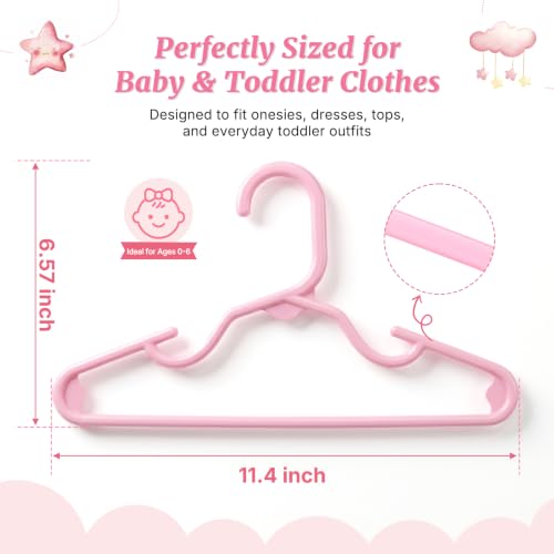 HOUSE DAY Pink Baby Hangers, 11.5" Kids Closet Hangers - 20 Pack