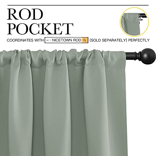 NICETOWN Blackout Curtains - Sage Green Drapes, 29" x 50" (Pair)