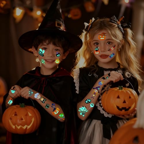 Seqiuay Glow in the Dark Halloween Temporary Tattoos - 10 Sheets
