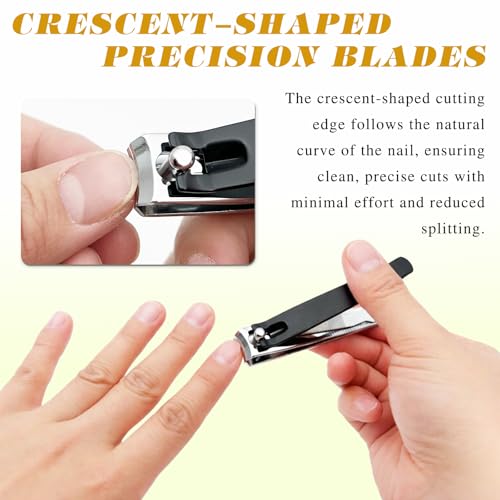Black Stainless Steel Nail Clippers Set - 2PCS Large Trimmers