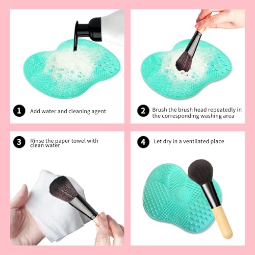 Silicone Makeup Brush Cleaning Mat 2 Pcs with Suction Cup Portable Pad