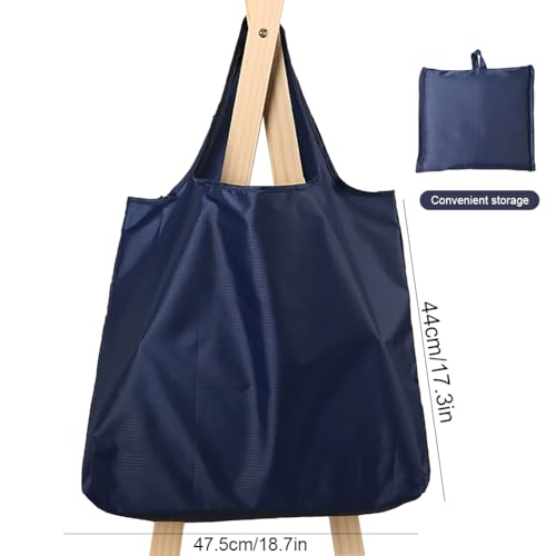 Ksheria Large Reusable Grocery Tote Bag, 50lbs Heavy Duty Foldable Blue