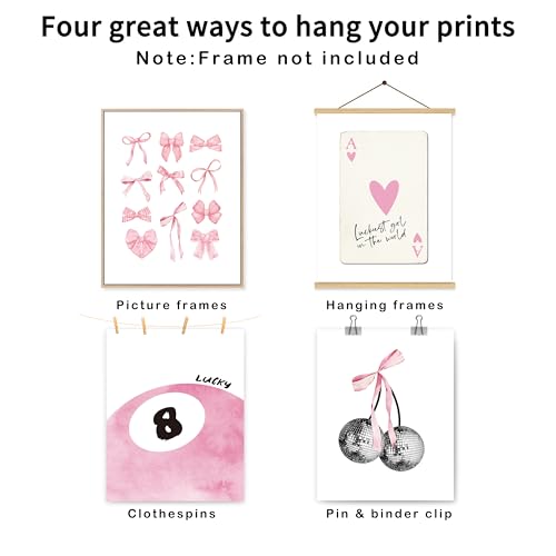 Pink Coquette Wall Art Prints Set of 4 - 8x10 Unframed Decor