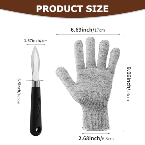 Oyster Shucking Knife Set with Cut-Resistant Gloves - Stainless Steel