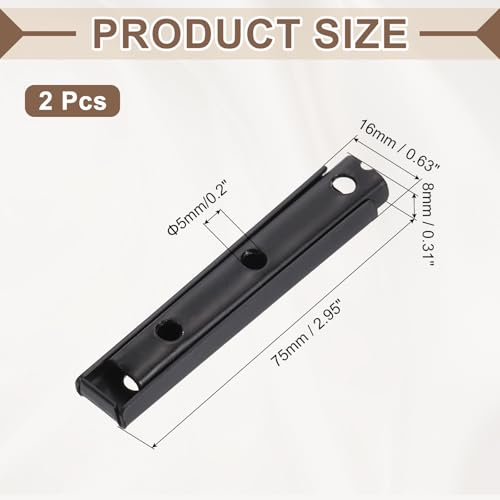 uxcell Sectional Couch Connectors - 75mm Interlocking Sofa Bracket, Black
