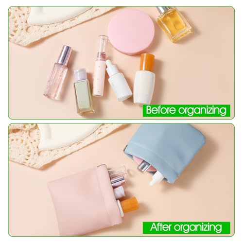Leather Organizer Pouches for Purse - 4 Pack Snap Closure Mini Bags