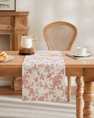 Farmhouse Table Runner 13x108 Inch Red - French Pastoral Style