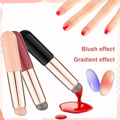 PEUTIER 3Pcs Silicone Nail Art Brushes, Reusable Gradient Jelly Head Manicure Tools