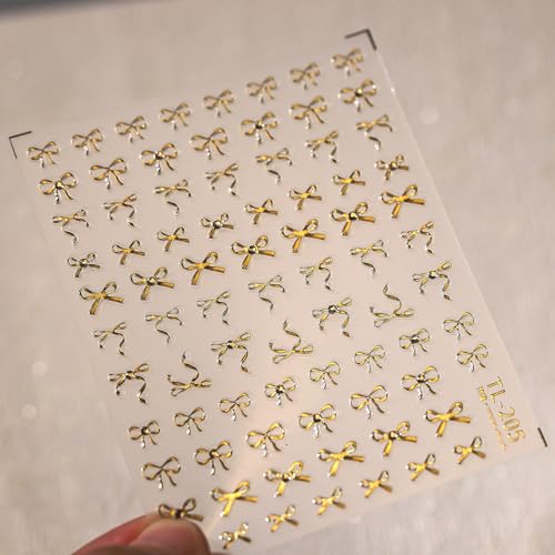 KETINIQUE Gold Bow Nail Stickers & 3D Art Decals for Gel Manicure