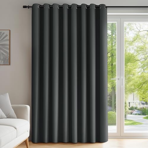 Deconovo Dark Grey Blackout Curtains 100 x 108 Inches - Room Darkening Panel