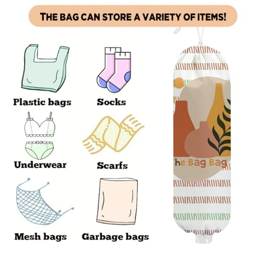 Wall Mount Grocery Bag Holder - Large Reusable Organizer for 50+ Bags