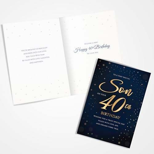 Son 40th Birthday Card - Premium Navy & Gold A5 Milestone Greeting Card