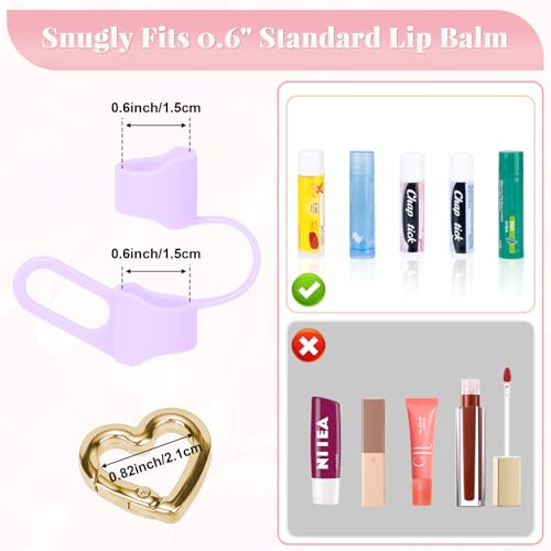 Likesing Silicone Chapstick Holder Keychain with Heart-Shaped Ring