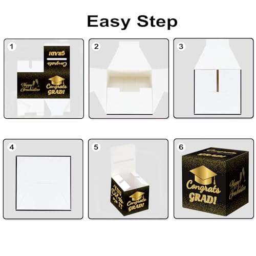 Black Gold Graduation Card Box 2026 - Elegant Party Decoration