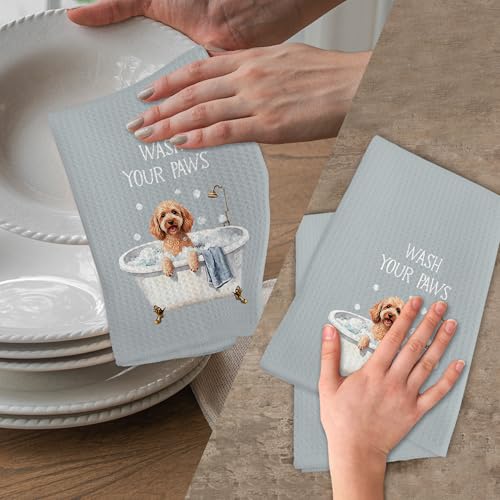 Goldendoodle Hand Towel - Wash Your Paws Microfiber Bathroom Dish Towel